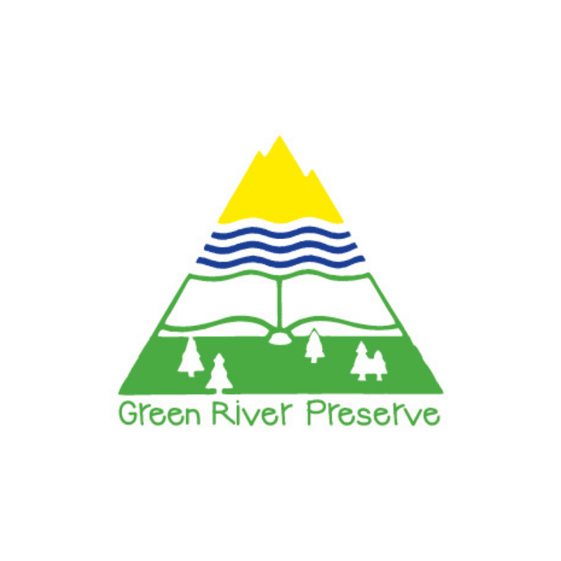 blue, green, yellow green river preserve logo